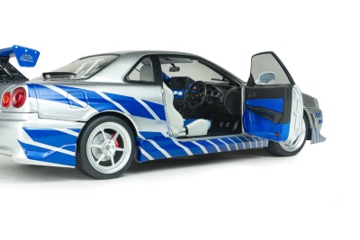Nissan Skyline GT-R BNR34 1999 silber blau Fast & Furious Brian Modellauto 1:18 Solido