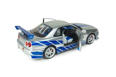 Nissan Skyline GT-R BNR34 1999 silber blau Fast & Furious Brian Modellauto 1:18 Solido