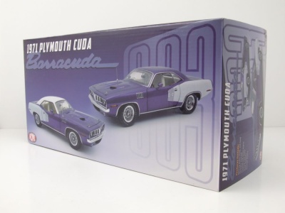 Plymouth 383 Cuda 1971 lila weißes Dach Modellauto 1:18 Acme