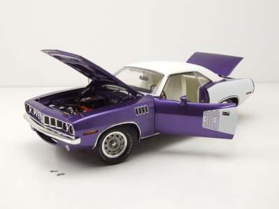 Plymouth 383 Cuda 1971 lila weißes Dach Modellauto 1:18 Acme