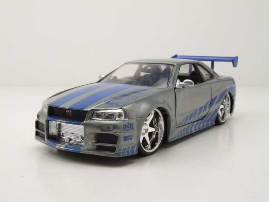 Nissan Skyline GT-R R34 2002 silber Brian Fast & Furious Anniversary Modellauto 1:24 Jada Toys