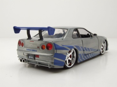 Nissan Skyline GT-R R34 2002 silber Brian Fast & Furious Anniversary Modellauto 1:24 Jada Toys