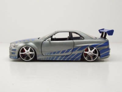 Nissan Skyline GT-R R34 2002 silber Brian Fast & Furious Anniversary Modellauto 1:24 Jada Toys