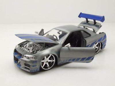 Nissan Skyline GT-R R34 2002 silber Brian Fast & Furious Anniversary Modellauto 1:24 Jada Toys