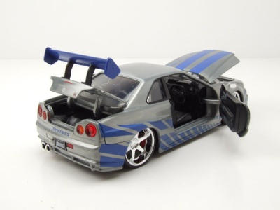 Nissan Skyline GT-R R34 2002 silber Brian Fast & Furious Anniversary Modellauto 1:24 Jada Toys