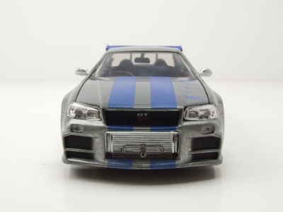Nissan Skyline GT-R R34 2002 silber Brian Fast & Furious Anniversary Modellauto 1:24 Jada Toys