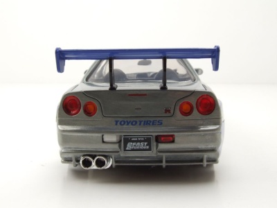 Nissan Skyline GT-R R34 2002 silber Brian Fast & Furious Anniversary Modellauto 1:24 Jada Toys