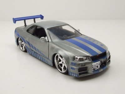 Nissan Skyline GT-R R34 2002 silber Brian Fast & Furious Anniversary Modellauto 1:24 Jada Toys