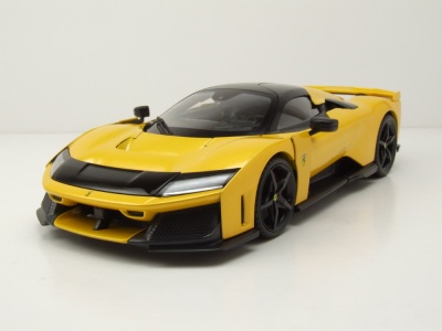 Ferrari F80 2024 gelb metallic schwarze Felgen Modellauto 1:18 Bburago