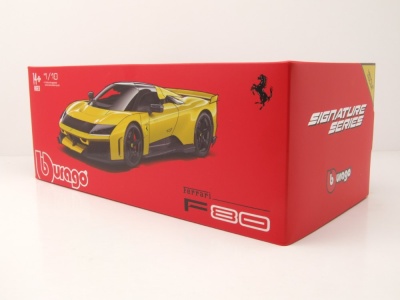 Ferrari F80 2024 gelb metallic schwarze Felgen Modellauto 1:18 Bburago