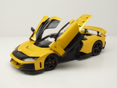 Ferrari F80 2024 gelb metallic schwarze Felgen Modellauto 1:18 Bburago
