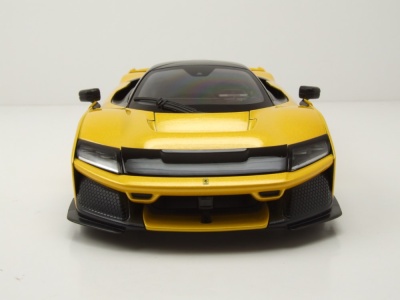 Ferrari F80 2024 gelb metallic schwarze Felgen Modellauto 1:18 Bburago