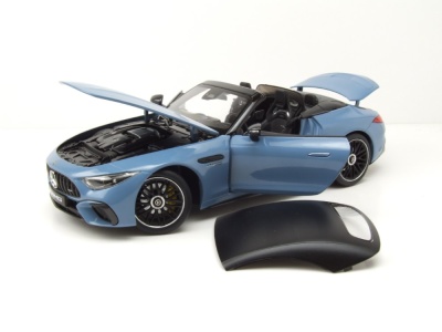 Mercedes SL 63 AMG 4Matic+ R232 2021 hellblau Modellauto 1:18 iScale