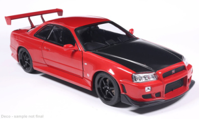 Nissan Skyline GT-R R34 2002 rot schwarz Modellauto 1:18 MCG