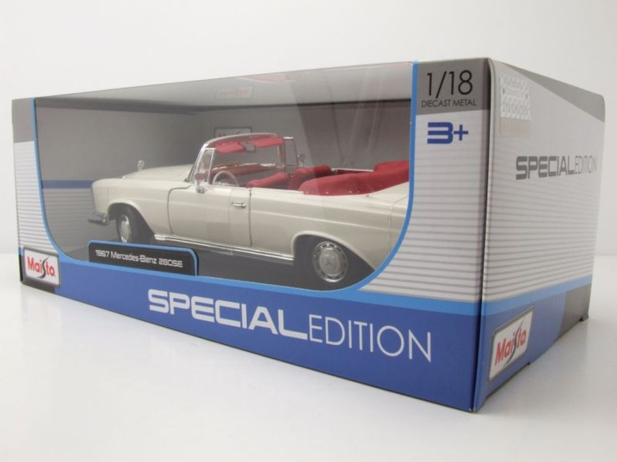 Maquette Mercedes 280 SE Cabriolet 1966 échelle 1:18 Maisto - Couleur Crème, Neuve
