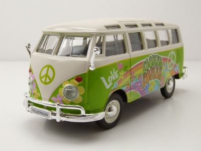 VW T1 Samba Bus Hippie Line grün Modellauto 1:25...
