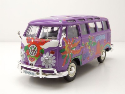 VW T1 Samba Bus Hippie Line lila Modellauto 1:25 1:24 Maisto