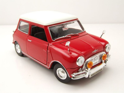 Mini Cooper rot mit weißem Dach Modellauto 1:18 Motormax