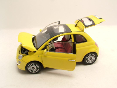 Fiat 500 2007 gelb Modellauto 1:18 Motormax