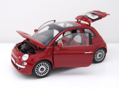Fiat 500 2007 rot Modellauto 1:18 Motormax