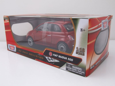 Fiat 500 2007 rot Modellauto 1:18 Motormax