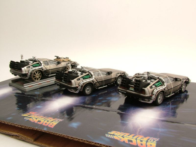 DeLorean Zurück in die Zukunft Back to the Future Set Teil 1 - 3 Modellauto 1:43 Sun Star
