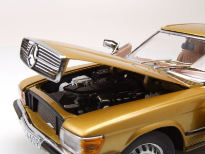 Mercedes 350 SL Hard Top (R107) 1977 gold metallic, Modellauto 1:18 / Sun Star