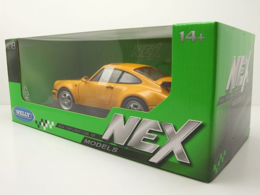 Modellauto Porsche 911 (964) Turbo gelb 1:18 Welly bei 