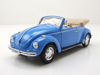 VW Käfer Cabrio 1969 blau Modellauto 1:24 Welly