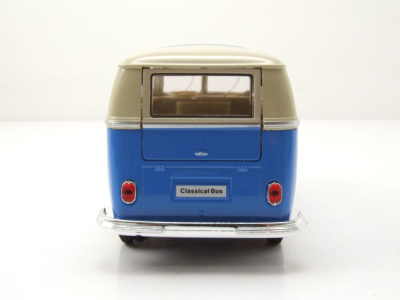 VW Classical Bus T1 1962 blau weiß Modellauto 1:24 Welly