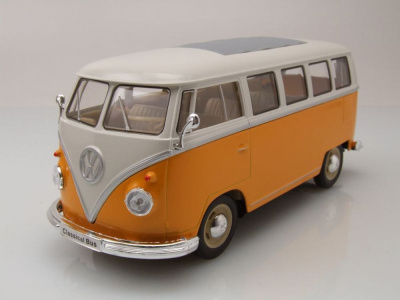 VW Classical Bus T1 1962 gelb weiß Modellauto 1:24 Welly