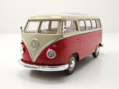 VW Classical Bus T1 1962 rot weiß Modellauto 1:24 Welly