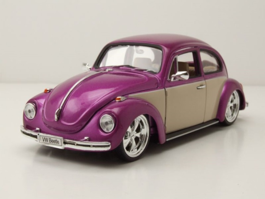 VW Käfer Tuning 1969 lila metallic creme Modellauto 1:24 Welly