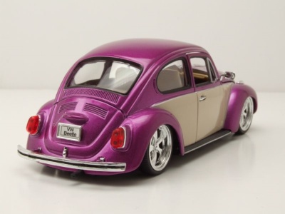 VW Käfer Tuning 1969 lila metallic creme Modellauto 1:24 Welly