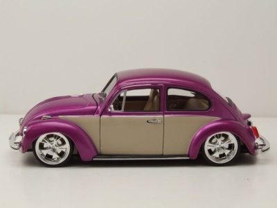 VW Käfer Tuning 1969 lila metallic creme Modellauto 1:24 Welly