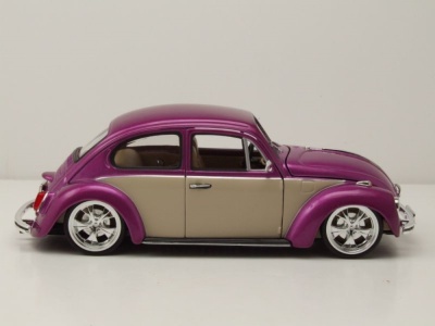 VW Käfer Tuning 1969 lila metallic creme Modellauto 1:24 Welly