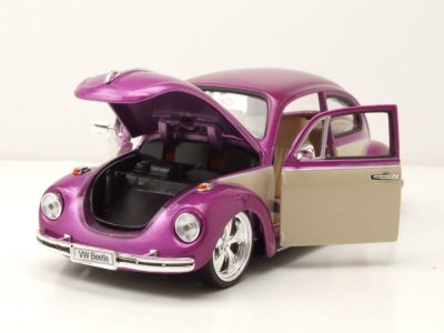 VW Käfer Tuning 1969 lila metallic creme Modellauto 1:24 Welly