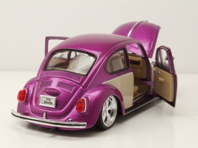VW Käfer Tuning 1969 lila metallic creme Modellauto 1:24 Welly