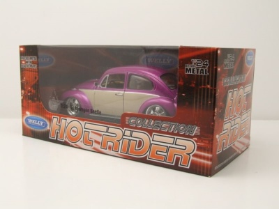VW Käfer Tuning 1969 lila metallic creme Modellauto 1:24 Welly