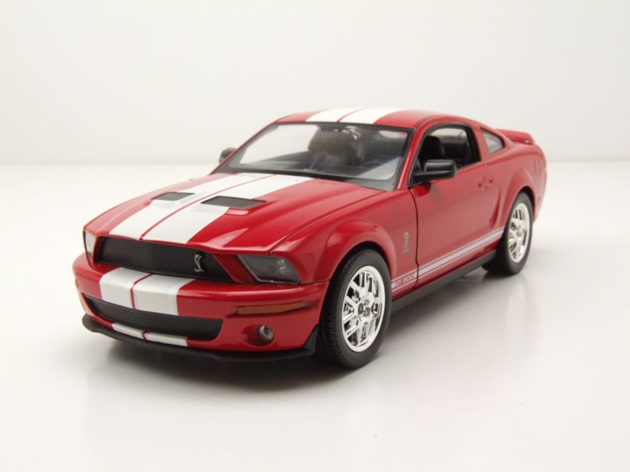 Ford Shelby Mustang GT 500 2007 rot weiß Modellauto 1:24 Welly