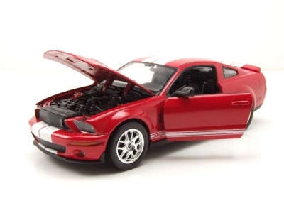 Ford Shelby Mustang GT 500 2007 rot weiß Modellauto 1:24 Welly