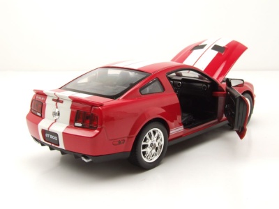Ford Shelby Mustang GT 500 2007 rot weiß Modellauto 1:24 Welly