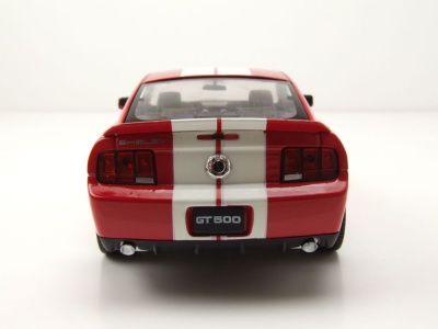 Ford Shelby Mustang GT 500 2007 rot weiß Modellauto 1:24 Welly