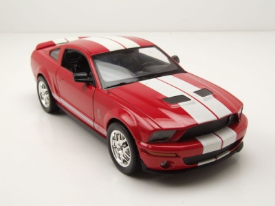 Ford Shelby Mustang GT 500 2007 rot weiß Modellauto 1:24 Welly
