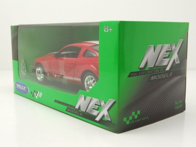 Ford Shelby Mustang GT 500 2007 rot weiß Modellauto 1:24 Welly
