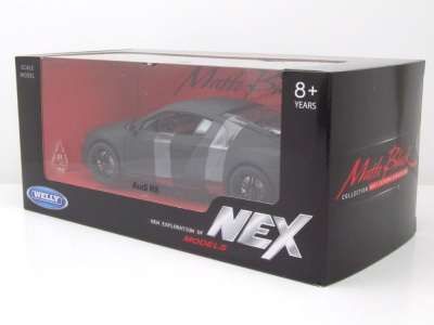 Audi R8 2009 matt schwarz Modellauto 1:24 Welly